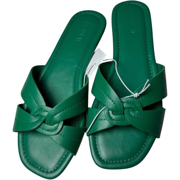 J. Crew Women’s Low Heel Dublin Green Knotted Sandals Sz 8 - Picture 1 of 7